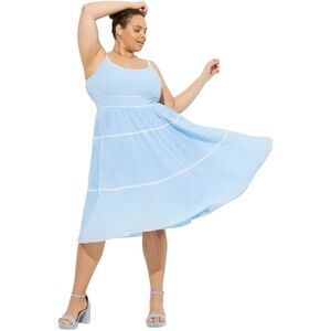 Torrid Marilyn Monroe Pleated Tiered Light Blue Midi Dress